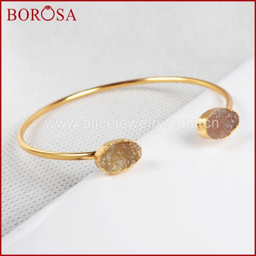 BOROSA 1piece Cuff Lady Druzy Bangle Crystal Druzy Geode Bangle Gold Color Natural Quartz Drusy Adjustable Bangle G0148
BOROSA 1piece Cuff Lady Druzy Bangle Crystal Druzy Geode Bangle Gold Color Natural Quartz Drusy Adjustable Bangle G0148