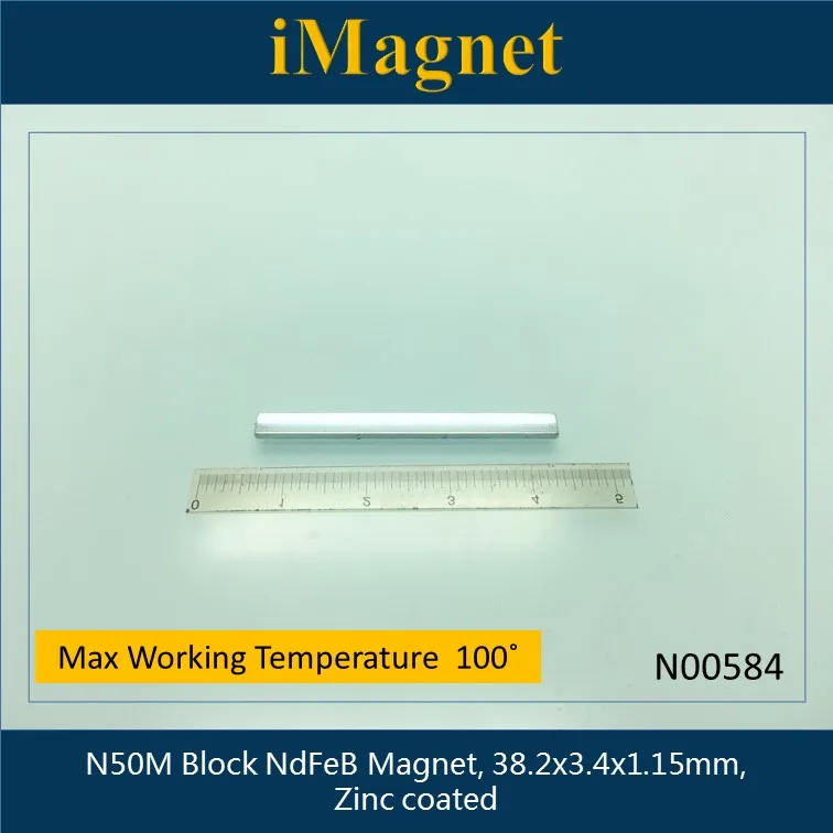 Фото N00584 5 шт. N50M блок супер сильный редкоземельный неодимовый магнит 38 2x3 4x1 15 мм для