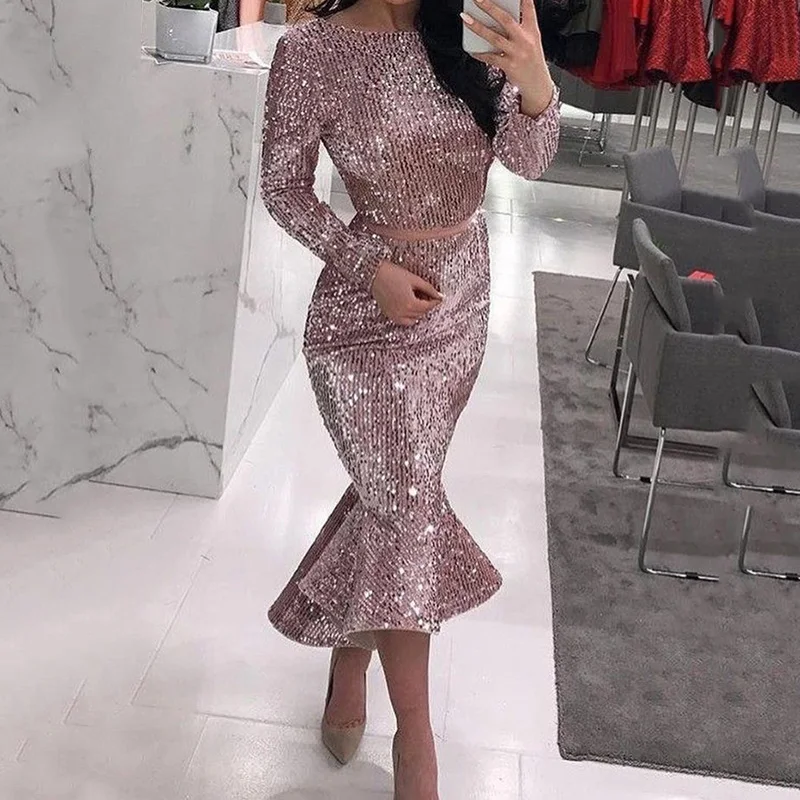 Long Sleeve Glitter Dress Women Gowns Runway Vintage Mermaid Party Dress Sexy Midi Dresses
Long Sleeve Glitter Dress Women Gowns Runway Vintage Mermaid Party Dress Sexy Midi Dresses