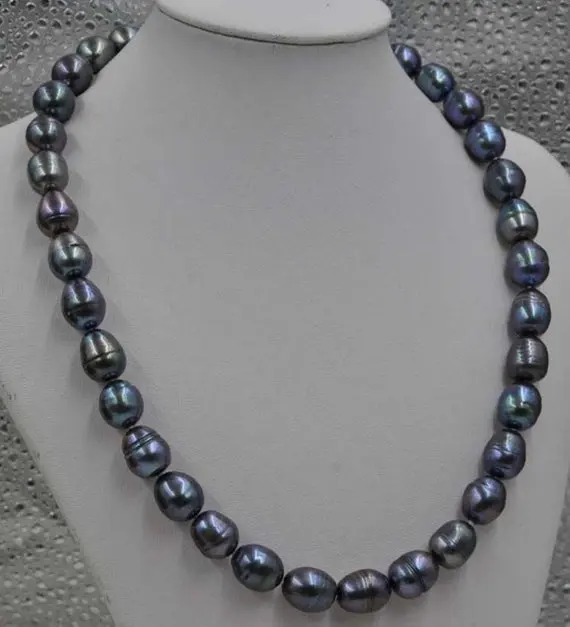 Unique Pearls jewellery Store Black Color 10-11mm Rice Freshwater Pearl Necklace
Unique Pearls jewellery Store Black Color 10-11mm Rice Freshwater Pearl Necklace