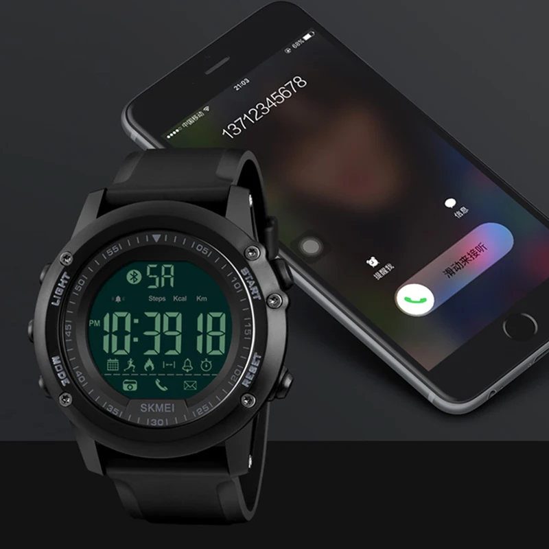 Умные часы с Bluetooth мужские спортивные Смарт шагомером и дистанционной камерой