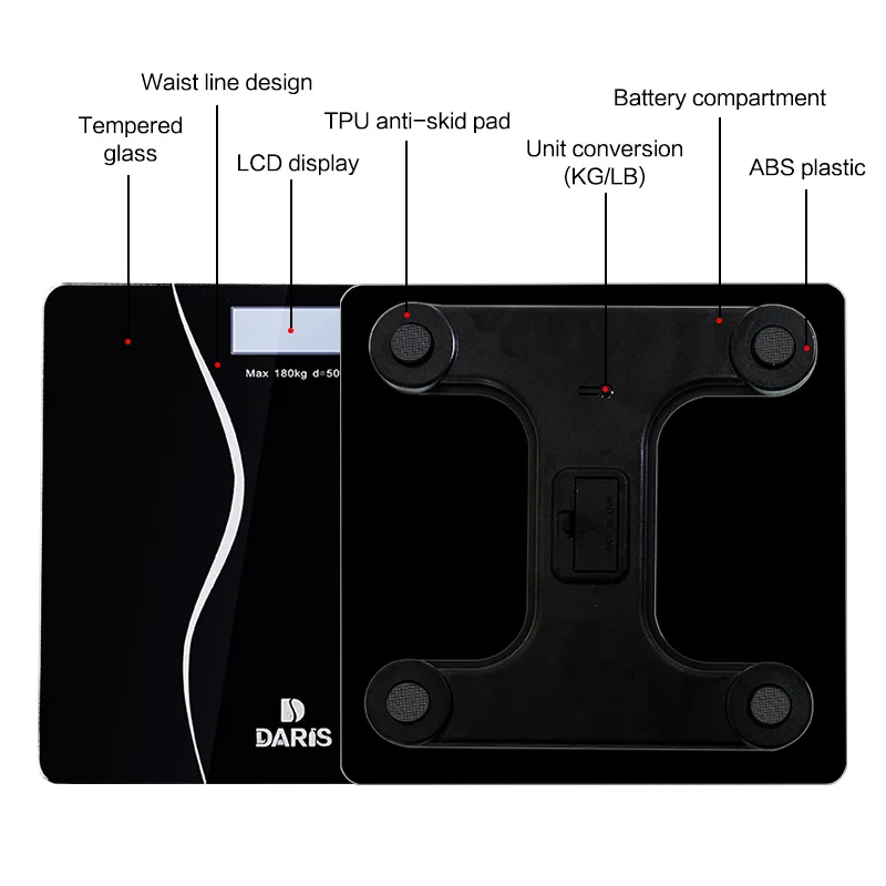 Body Digital Weight Scales Floor Smart Electronic Bathroom Household Health Balance Toughened Glass LCD Display 180kg/50g | Дом и сад