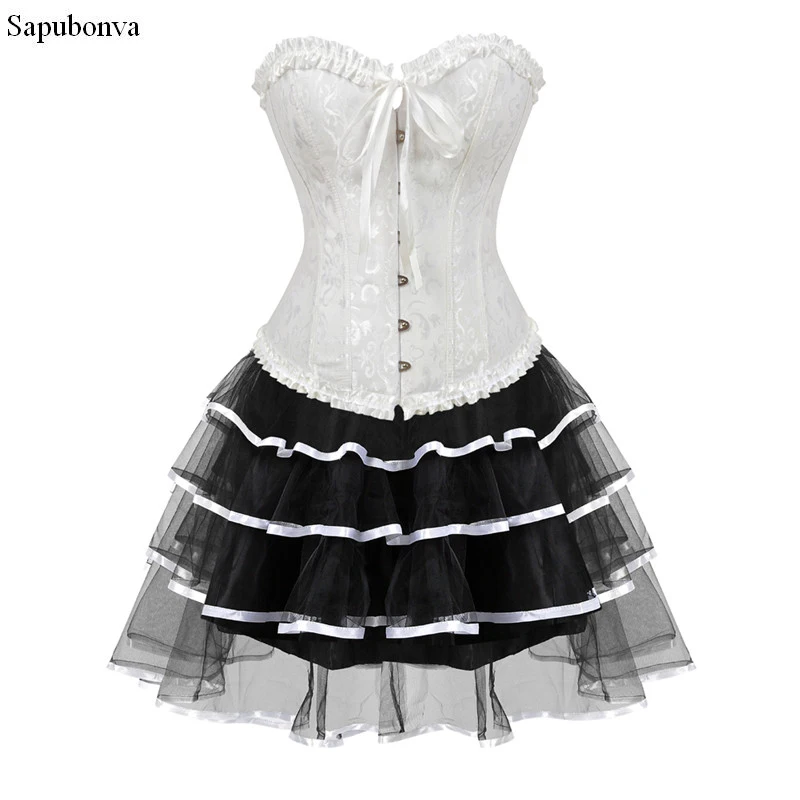 Sapubonva gothic burlesque corset and skirt set plus size halloween costumes victorian corset dresses party floral fashion sexy
Sapubonva gothic burlesque corset and skirt set plus size halloween costumes victorian corset dresses party floral fashion sexy