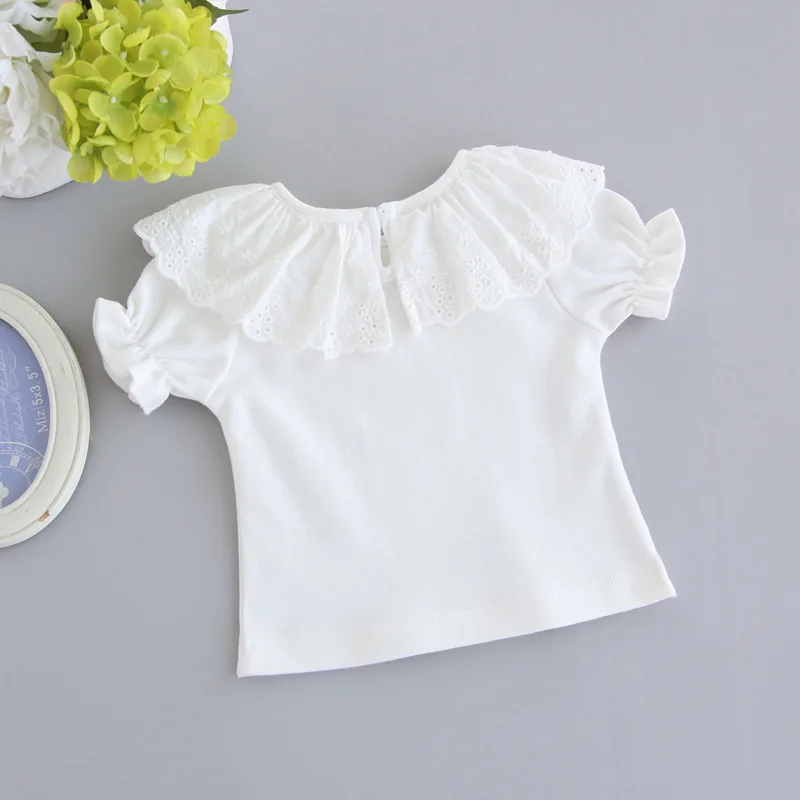 Одежда для младенцев Белые футболки новорожденных девочек Хлопковые с короткими