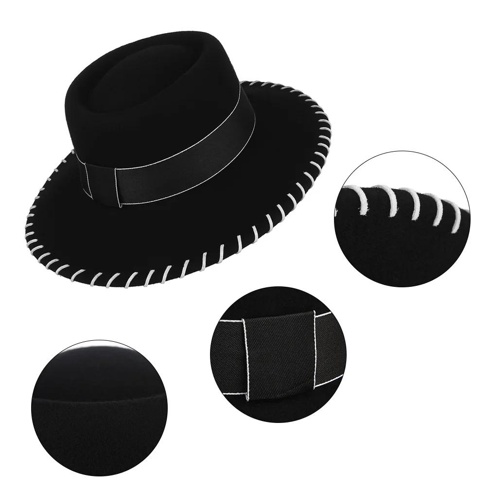 Spring Women Wool Fedoras Hat British Vintage Flat Eave Black Church Fedora Cap Female Banquet Party Elegant Casual Hats H7200
Spring Women Wool Fedoras Hat British Vintage Flat Eave Black Church Fedora Cap Female Banquet Party Elegant Casual Hats H7200