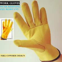 Full Two-Layer Cowhide Work Gloves Cut resistant Driver/welding Multifunction Wear-resisting Adiabatic Men&Women Leather Gloves