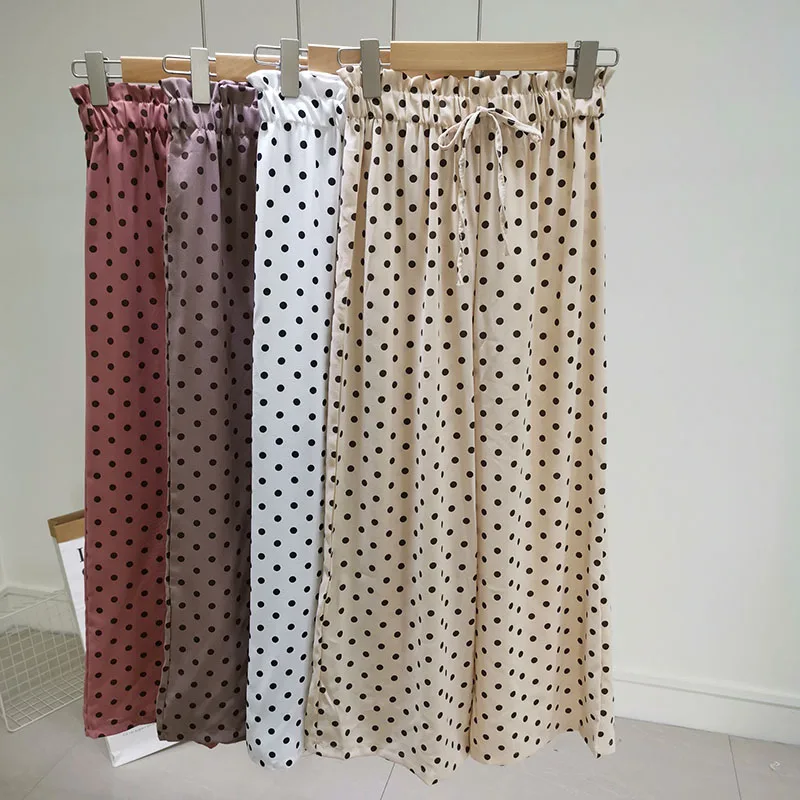 2019 New Summer Fashion Drawstring Dot Chiffon Pants Women Casual Loose Thin wide leg pants Slim High waist Beach trousers Mw621
2019 New Summer Fashion Drawstring Dot Chiffon Pants Women Casual Loose Thin wide leg pants Slim High waist Beach trousers Mw621