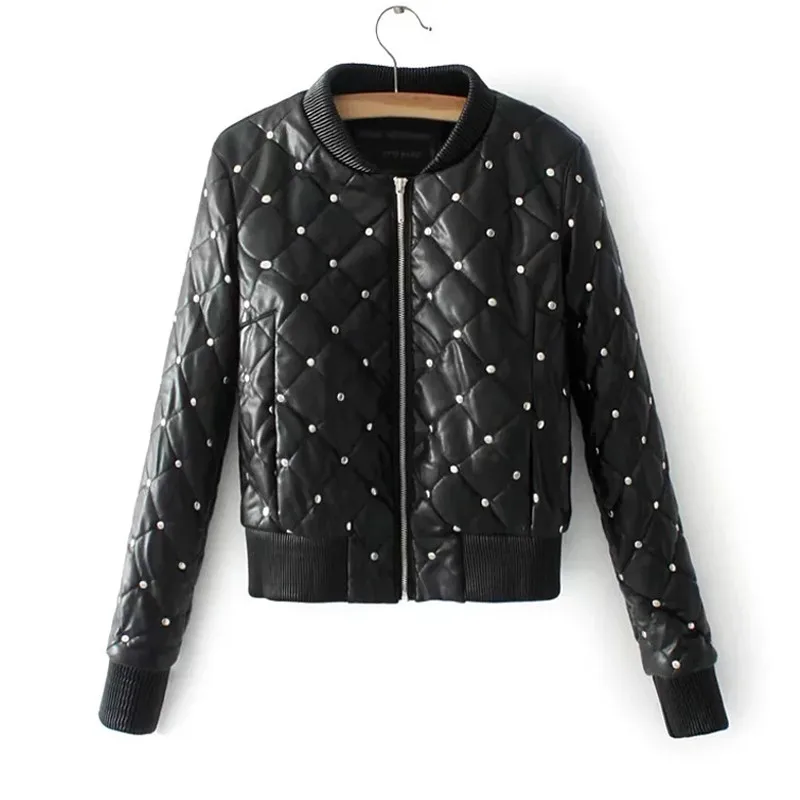2019 Autumn Winter Women Thicke Cotton Pu Leather Coat Street Black Short Outerwear Rivets Faux Soft Leather Jacket
2019 Autumn Winter Women Thicke Cotton Pu Leather Coat Street Black Short Outerwear Rivets Faux Soft Leather Jacket