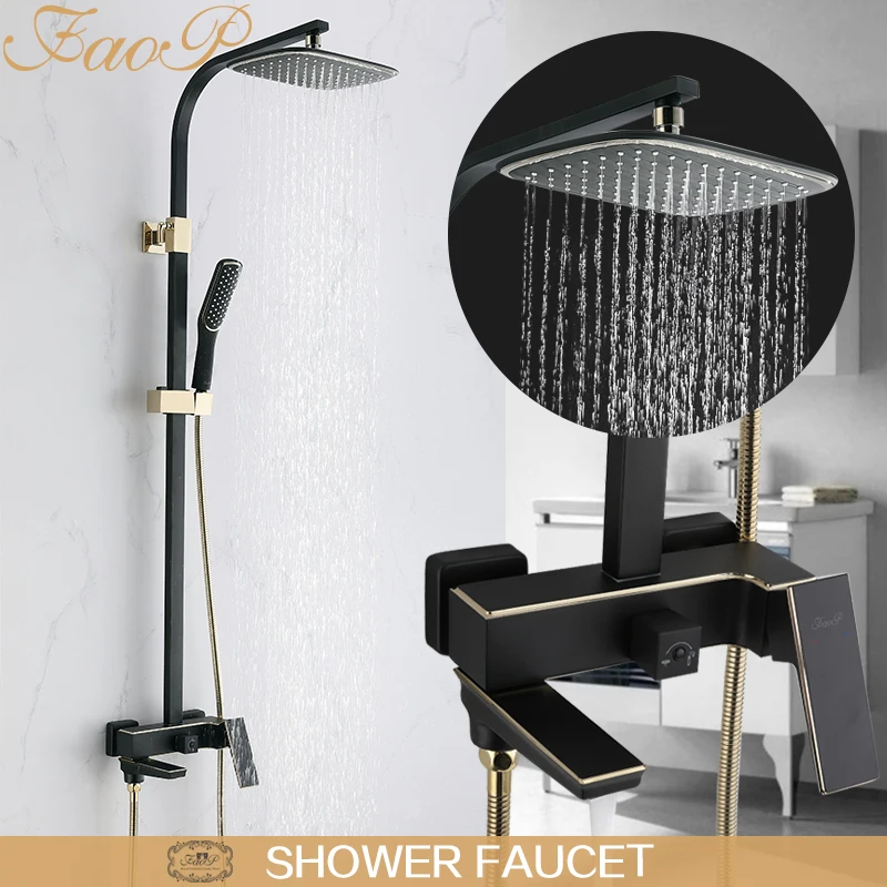 FAOP Shower Faucets black faucet for bathroom mixer waterfall shower rain shower set bathroom faucet mixer
FAOP Shower Faucets black faucet for bathroom mixer waterfall shower rain shower set bathroom faucet mixer