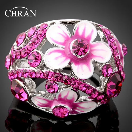 CHRAN Fashion Silver Color Beautiful Pink Flower Ring for Women Elegant Crytal Wedding Rings Enamel Jewelry Summer Style
CHRAN Fashion Silver Color Beautiful Pink Flower Ring for Women Elegant Crytal Wedding Rings Enamel Jewelry Summer Style