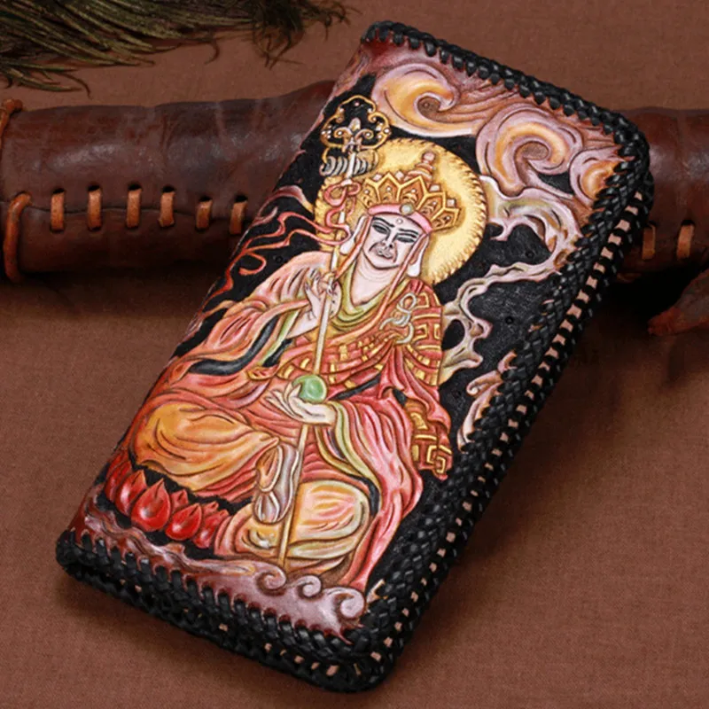 Genuine Leather Wallets Carving Ksitigarbha Bodhisattva Knitting Zipper Bag Purses Men Clutch Vegetable Tanned Leather Wallet
Genuine Leather Wallets Carving Ksitigarbha Bodhisattva Knitting Zipper Bag Purses Men Clutch Vegetable Tanned Leather Wallet