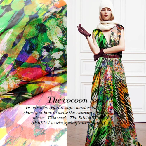 Фото Шелковое тонкое шелковое шифоновое платье с принтом|silk chiffon print fabric|printed fabricchiffon