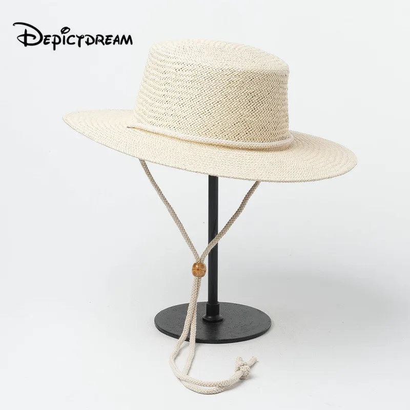 New Hand-woven Seaweed Flat-top Papyrus Tether adjustment Hat for Men Women Outdoor Travel Sunscreen Beach Shade Beach Sun Hats
New Hand-woven Seaweed Flat-top Papyrus Tether adjustment Hat for Men Women Outdoor Travel Sunscreen Beach Shade Beach Sun Hats