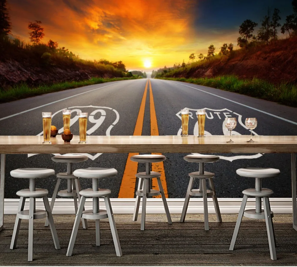 Бесплатная доставка HD закат 66 шоссе закат пейзаж стены на заказ 3d росписи отеля Ресторан обои фотообои Сделано в Китае 
Бесплатная доставка HD закат 66 шоссе закат пейзаж стены на заказ 3d росписи отеля Ресторан обои фотообои Сделано в Китае