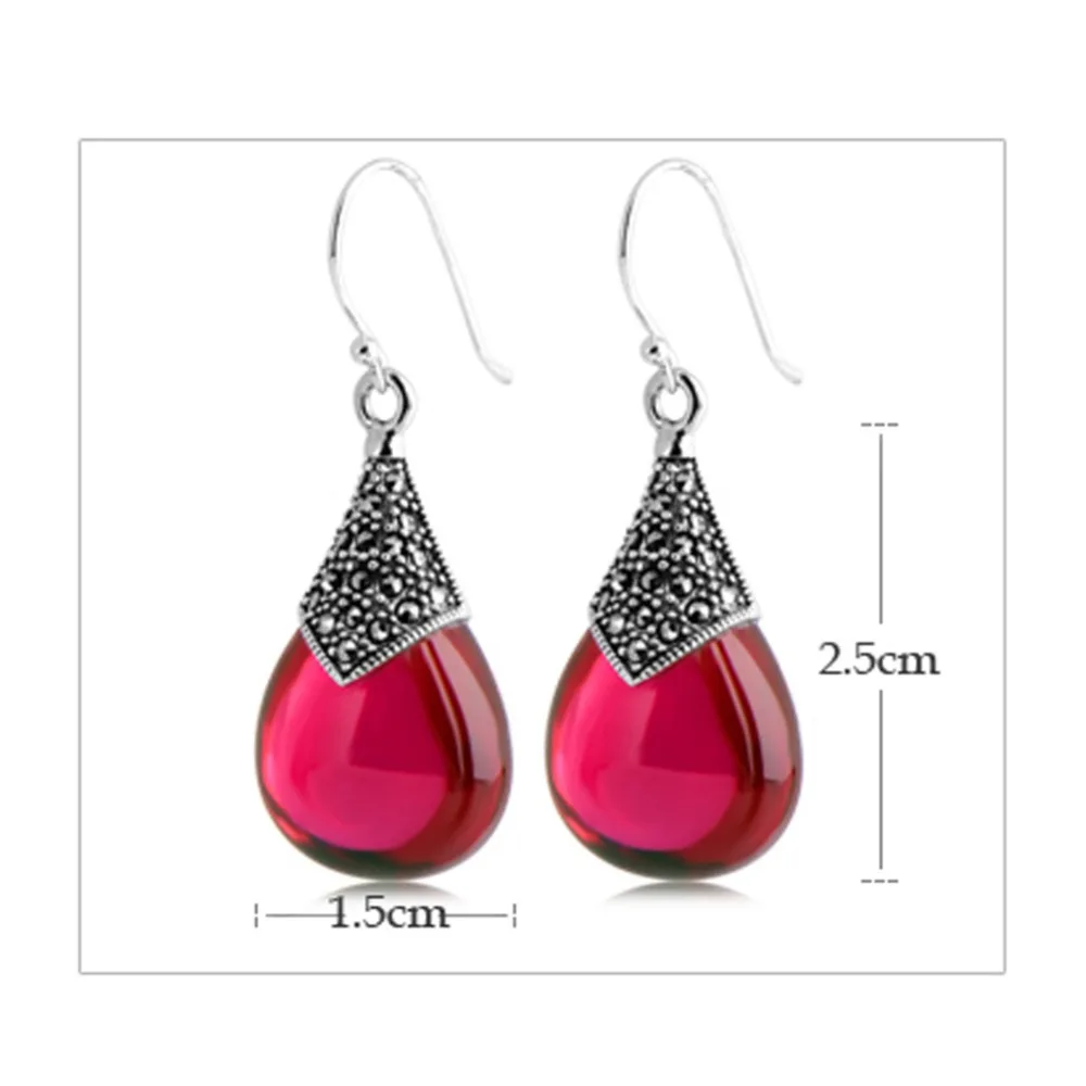 Jade Angel Solid 925 Sterling Silver Pave Marcasite Natural Red Corundum Dorp Dangle Earrings for Women Vintage Free Shipping
Jade Angel Solid 925 Sterling Silver Pave Marcasite Natural Red Corundum Dorp Dangle Earrings for Women Vintage Free Shipping