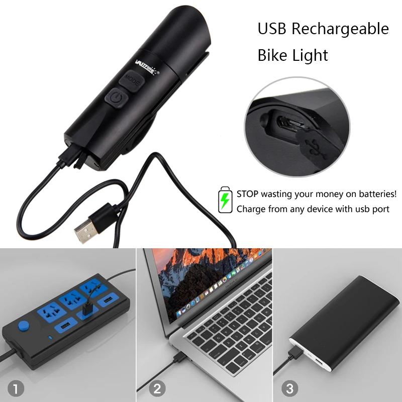 6 режимов USB Перезаряжаемый MTB велосипедный светильник для наружной ночной езды