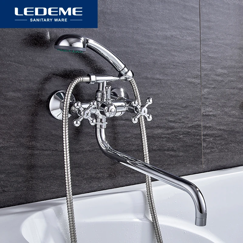 LEDEME Смеситель для ванны с длинным изливом 350мм. латунь Цвет: хром L2619|set|set bathroomset bath