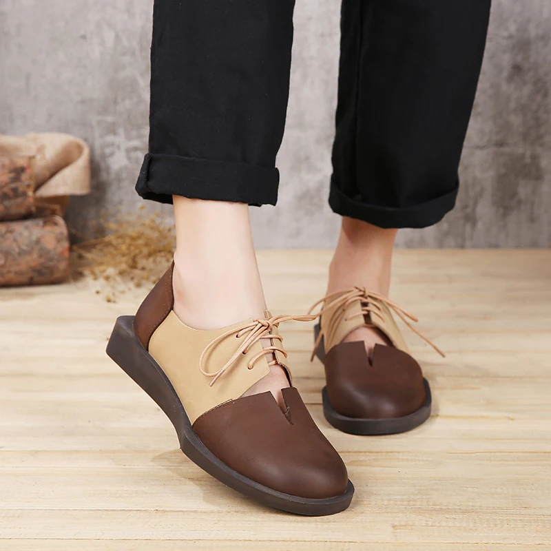 2019 Spring Summer Women Shoes Flats Genuine Leather Round Toes Lace up Mixed Color Handmade Retro Shoes
2019 Spring Summer Women Shoes Flats Genuine Leather Round Toes Lace up Mixed Color Handmade Retro Shoes