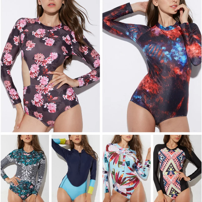 HAPPYSHAR Sports Surf Suit Professional Long Sleeve Leaves Printed One Piece Swimwear Women High Neck Quick Dry Beachwear
HAPPYSHAR Sports Surf Suit Professional Long Sleeve Leaves Printed One Piece Swimwear Women High Neck Quick Dry Beachwear