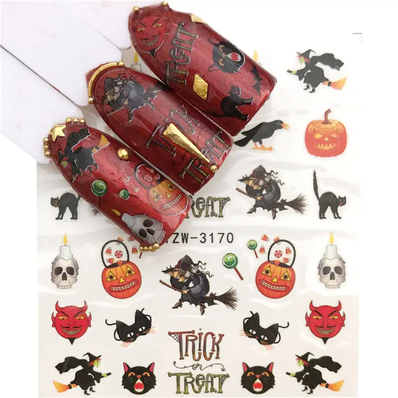 WUF 1 PC Halloween Water Transfer Nail Sticker Cat/Pumpkin/Witch Hat Water Decals Nails Art Manicure Decoration Sliders
WUF 1 PC Halloween Water Transfer Nail Sticker Cat/Pumpkin/Witch Hat Water Decals Nails Art Manicure Decoration Sliders
