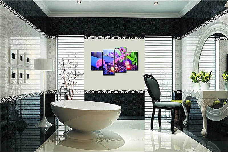 4 Panels Unframed Canvas Photo Prints Heart-shaped Spa Stone and Burning Candles Near Beautiful Orchids Wall Decorations
4 Panels Unframed Canvas Photo Prints Heart-shaped Spa Stone and Burning Candles Near Beautiful Orchids Wall Decorations