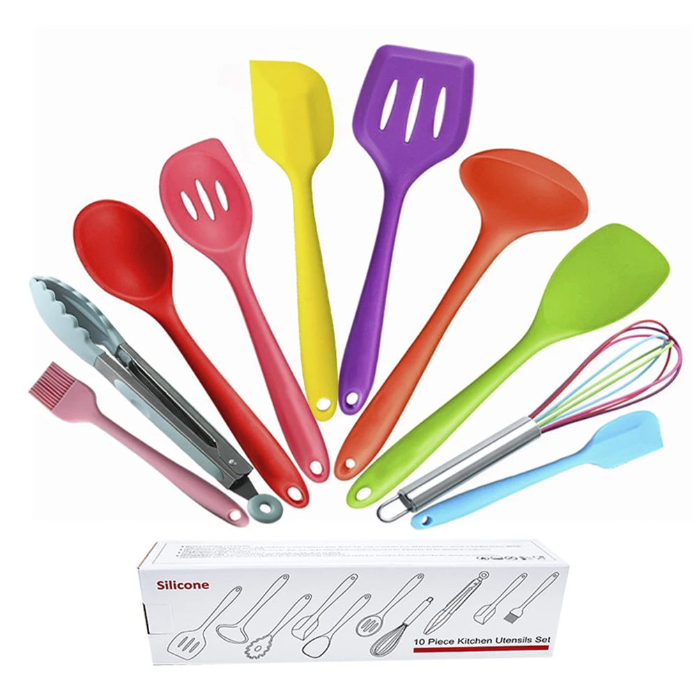 10 Sets Of Color Non-stick Pan Silicone Kitchen Utensils Environmentally Friendly Cooking Shovel Spoon Kitchen Tools
10 Sets Of Color Non-stick Pan Silicone Kitchen Utensils Environmentally Friendly Cooking Shovel Spoon Kitchen Tools