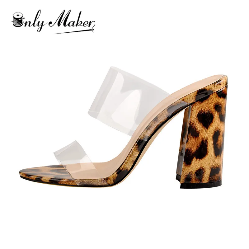 Onlymaker Women's Peep Toe PVC Clear Transparent Mules Shoes Double Straps Sandals Chunky Heels Slip On Leopard for Summer
Onlymaker Women's Peep Toe PVC Clear Transparent Mules Shoes Double Straps Sandals Chunky Heels Slip On Leopard for Summer
