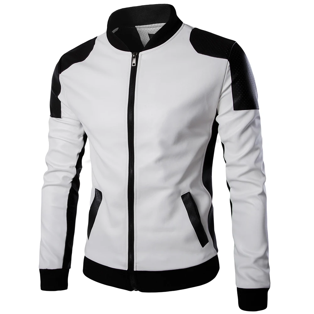 Hot Men Leather Jacket Male Motorcycle Biker Man's Autumn stand collar black and white mixed colors casual leather clothes M-5XL
Hot Men Leather Jacket Male Motorcycle Biker Man's Autumn stand collar black and white mixed colors casual leather clothes M-5XL