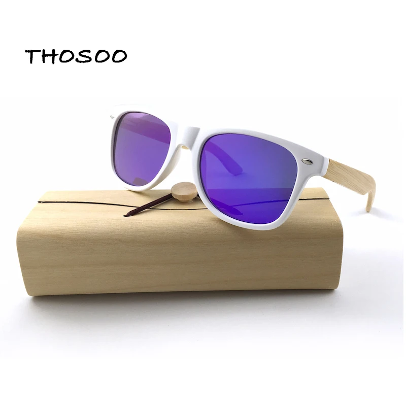 Ecofriendly Unique Bamboo Wood Sunglasses with White Plastic Frames and Purple Mirror Polarized Lens Thosoo
Ecofriendly Unique Bamboo Wood Sunglasses with White Plastic Frames and Purple Mirror Polarized Lens Thosoo
