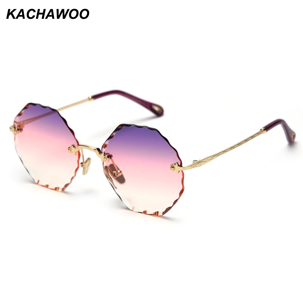 Kachawoo women rimless sunglasses polygonal purple pink green octagonal sun glasses gradient metal gold high quality ladies
Kachawoo women rimless sunglasses polygonal purple pink green octagonal sun glasses gradient metal gold high quality ladies
