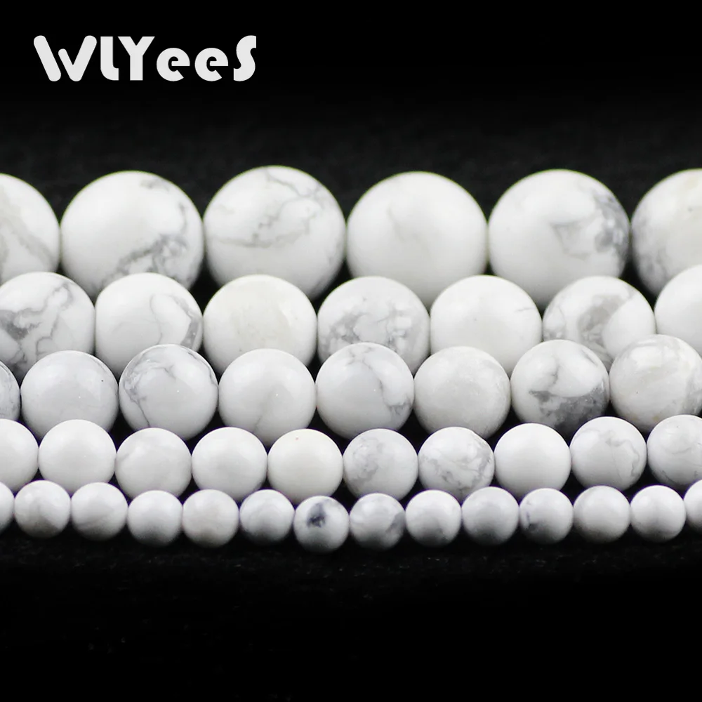 WLYeeS Белый синтетический сосновый бисер натуральный камень 4 12 мм круглые бусины