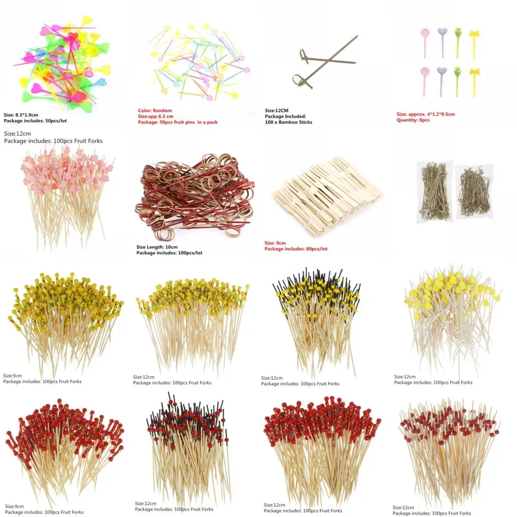 Одноразовые Бамбуковые вилки витые вечерние буфеты фруктовые десерты еда