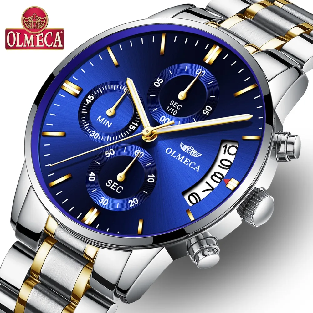 OLMECA Men's Watch Chronograph Luminous hands Quartz Watches Auto Date relogio masculino Luxury Fashion Wrist 30M Waterproof
OLMECA Men's Watch Chronograph Luminous hands Quartz Watches Auto Date relogio masculino Luxury Fashion Wrist 30M Waterproof