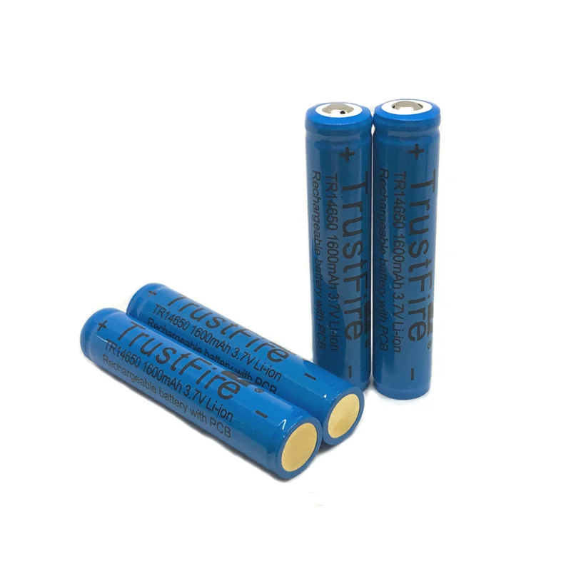 

4pcs/lot TrustFire 14650 1600mAh 3.7V Lithium Protected Battery Rechargeable Batteries with PCB Power Source For LED Flashlights