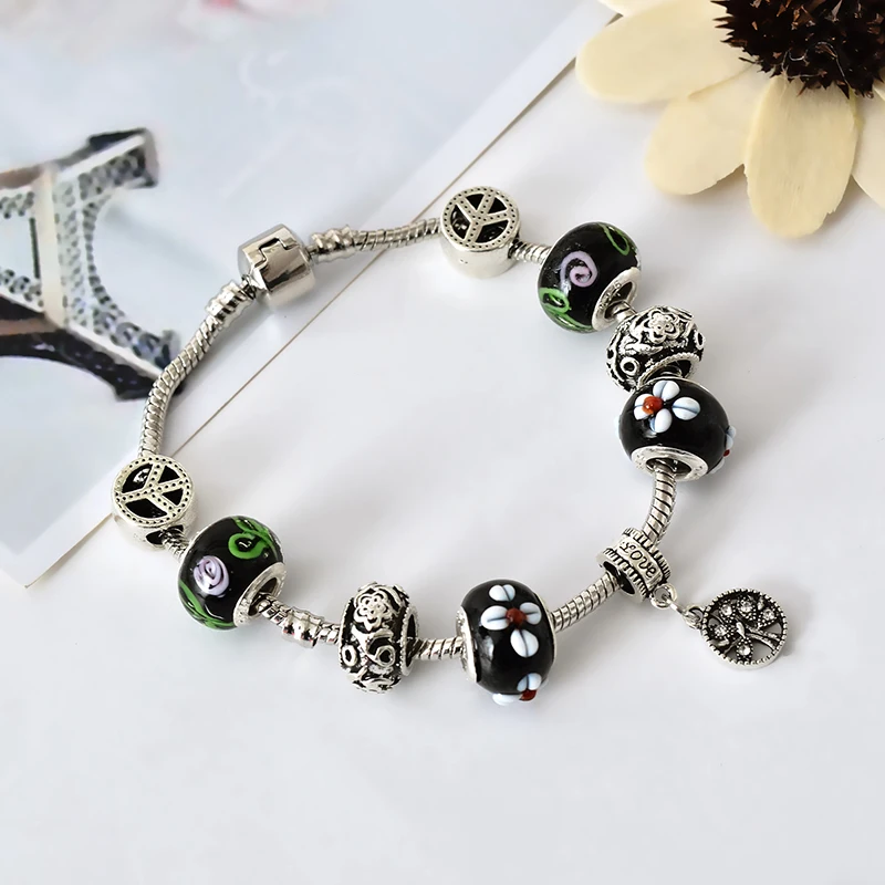 Silver plated wishing tree peace symbol decoration Christmas bracelet charm bracelet for women
Silver plated wishing tree peace symbol decoration Christmas bracelet charm bracelet for women