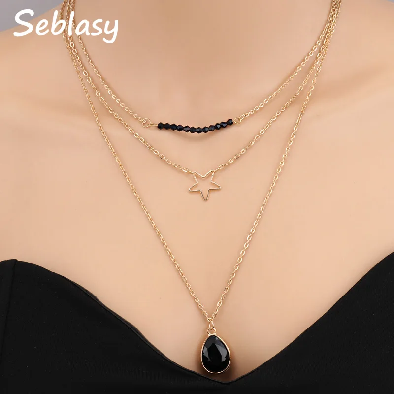 Seblasy Bohemian Multi Layer Gold Color Beads Star Crystal Water Droplets Choker Necklaces & Pendants for Women Clavicle Chain
Seblasy Bohemian Multi Layer Gold Color Beads Star Crystal Water Droplets Choker Necklaces & Pendants for Women Clavicle Chain