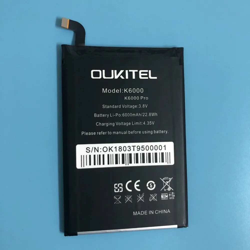 Оригинальная батарея для Oukitel 6000 мАч K6000 мобильного телефона oukitel pro 5 дюймов 4G LTE
