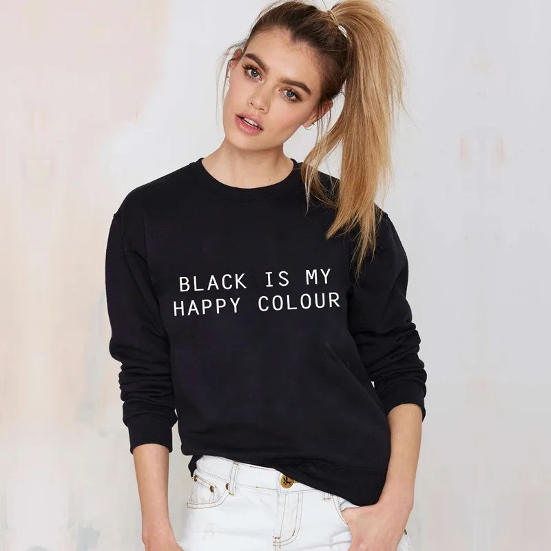Модный Женский свитшот в стиле instagram BLACK IS MY HAPPY COLOR, черные свитшоты для влюбленных, повседневные топы для девочек, пуловеры, джемперы
Модный Женский свитшот в стиле instagram BLACK IS MY HAPPY COLOR, черные свитшоты для влюбленных, повседневные топы для девочек, пуловеры, джемперы