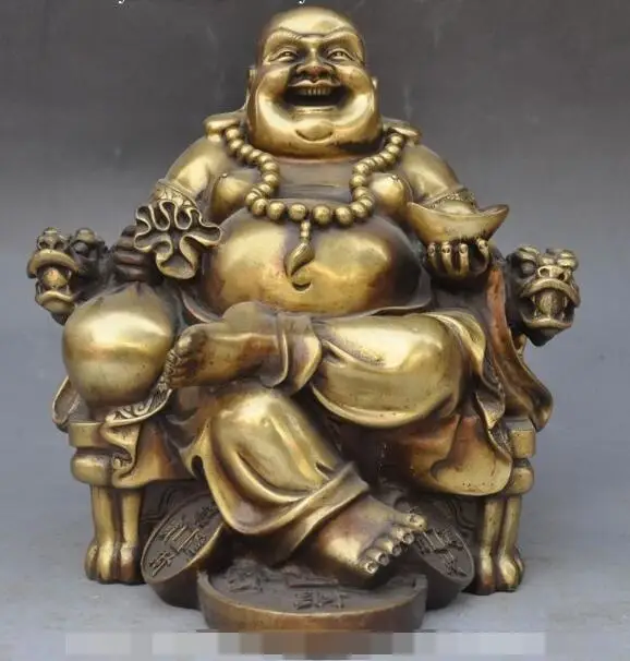 Free shipping S00674 china buddhism bronze seat Dragon chair wealth Maitreya buddha money bag statue
Free shipping S00674 china buddhism bronze seat Dragon chair wealth Maitreya buddha money bag statue