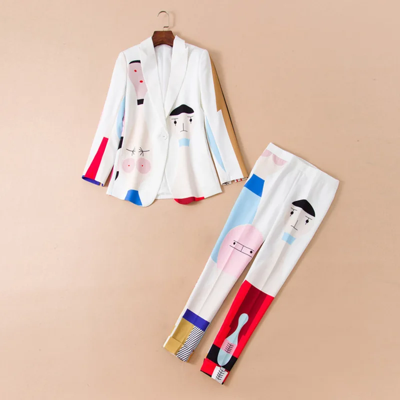 Europe and the United States abstract printing and dyeing fashion new women's long-sleeved suit jacket pencil pants two-piece
Europe and the United States abstract printing and dyeing fashion new women's long-sleeved suit jacket pencil pants two-piece