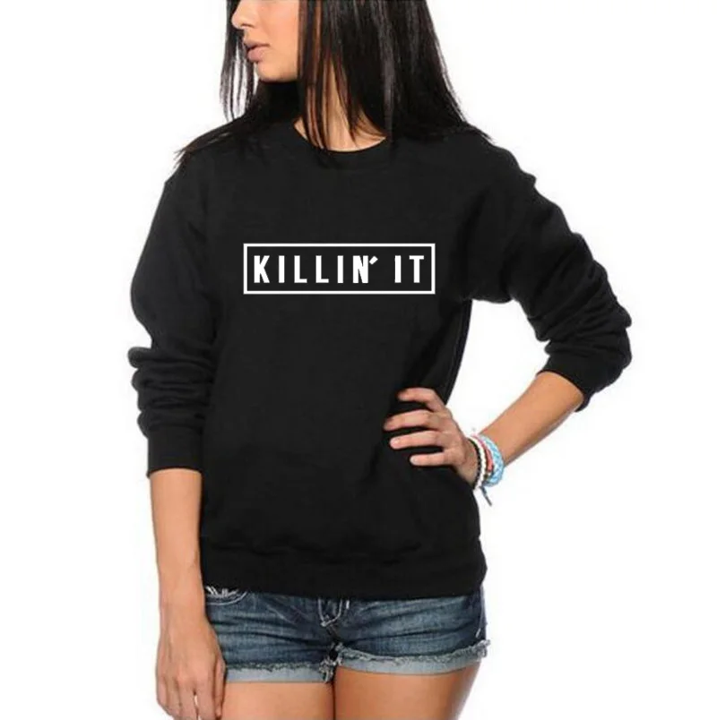 KILLIN'IT Letters Print Casual Tracksuit Women Black White O-neck Hoodies Pullover Tops 2019 Fashion Long Sleeve Sweatshirt
KILLIN'IT Letters Print Casual Tracksuit Women Black White O-neck Hoodies Pullover Tops 2019 Fashion Long Sleeve Sweatshirt