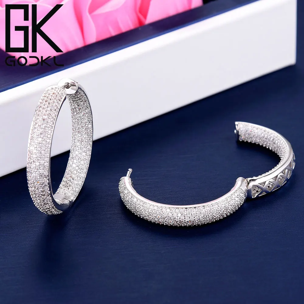 GODKI роскошные круглые серьги-кольца с кубическим цирконием для женщин свадебные