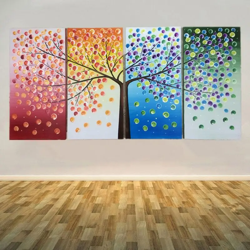 Hand Painted Modern Abstract Oil Painting on Canvas 4pcs Colorful Tree Canvas Painting Wall Art Picture Painting for Living Room
Hand Painted Modern Abstract Oil Painting on Canvas 4pcs Colorful Tree Canvas Painting Wall Art Picture Painting for Living Room