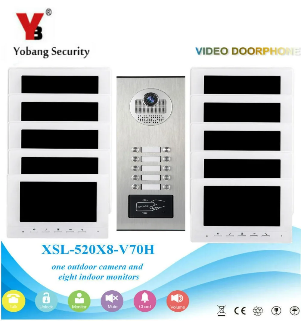 Yobang Security 7inch Video Screen with Night Vision RFID IP Camera Waterproof Door Phone Intercom Doorbell System For Household |