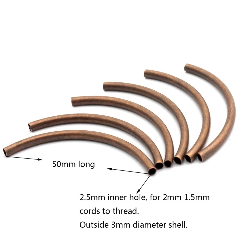 AaaZee 20pcs 3mmx50mm Antique Copper Plated Over Brass Curved Tubes Pipes Spacer Beads Hole to hold 2.0mm
AaaZee 20pcs 3mmx50mm Antique Copper Plated Over Brass Curved Tubes Pipes Spacer Beads Hole to hold 2.0mm