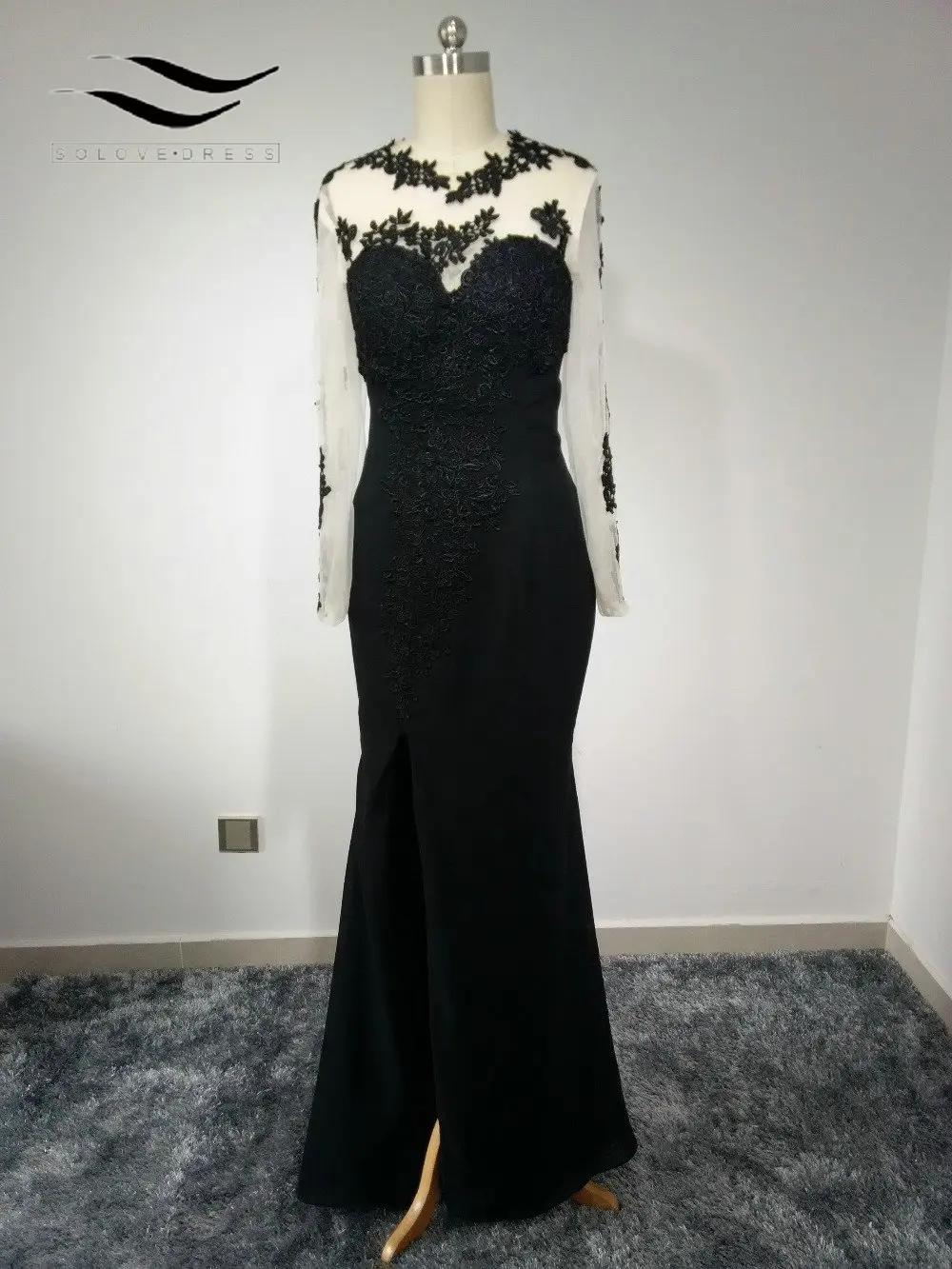 Slovedress O-Neck Elegant Sexy Zipper Black Appilques Prom Dress Mermaid Long Sleeve Evening Gown Vestido De Festa Longo (SL105)
Slovedress O-Neck Elegant Sexy Zipper Black Appilques Prom Dress Mermaid Long Sleeve Evening Gown Vestido De Festa Longo (SL105)