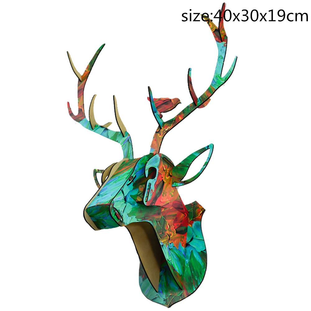 3D голова животного настенное крепление Зебра/олень/единорог деревянные игрушки