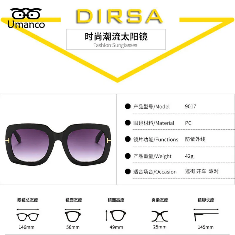 Umanco 2021 New Fashion Gradient Frame Sunglasses For Women Men Plastic Frame PC Lens Designer Brand Beach Accessories Gifts
Umanco 2021 New Fashion Gradient Frame Sunglasses For Women Men Plastic Frame PC Lens Designer Brand Beach Accessories Gifts