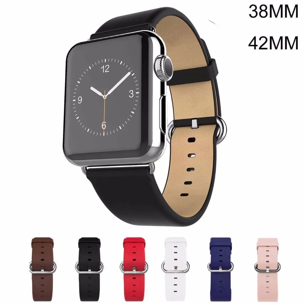 6 видов цветов роскошный ремешок для часов из натуральной кожи Apple Watch Sport iWatch 38