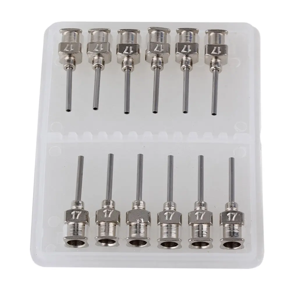 Серебристый соединитель из нержавеющей стали, клейкие иглы для дозирования наконечников, упаковка из 12 (17Ga) 1/2 дюйма 
Серебристый соединитель из нержавеющей стали, клейкие иглы для дозирования наконечников, упаковка из 12 (17Ga) 1/2 дюйма